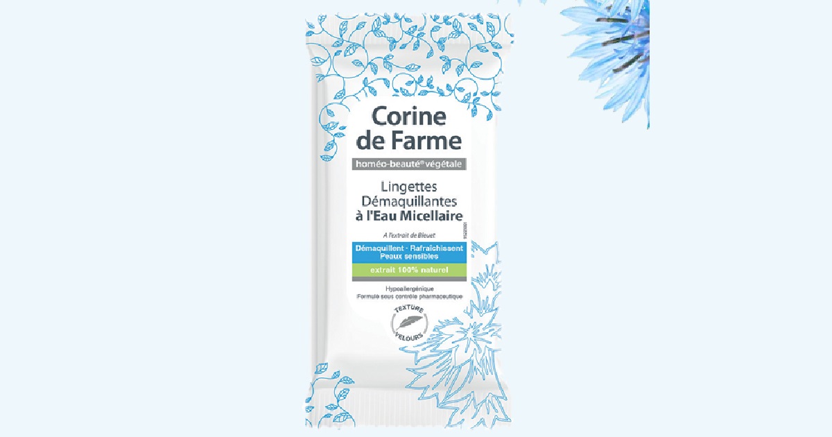 200 échantillons full size des lingettes démaquillantes Corine de Farme offertes