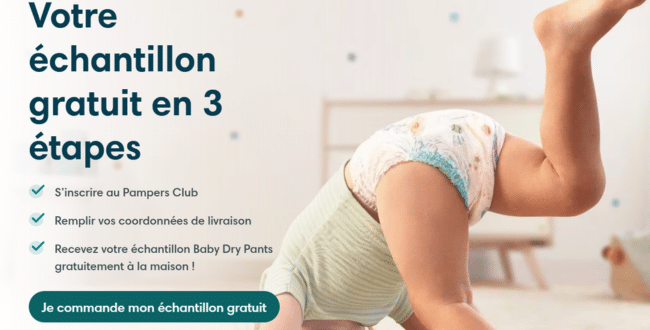 Échantillon gratuit Pampers : 2 couches Baby Dry offertes !